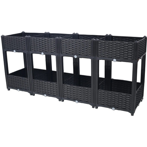 Planter Raised Beds - Elevated Planter Garden Box with Drainage Plug Raised Garden Beds for Vegetable/Flower/Herb Outdoor Standing Planter Beds Gardening Kit,Black,63'x15.7'x27.7' Default -DTYStore