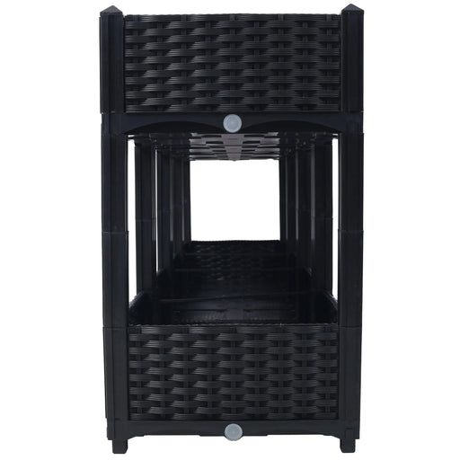 Planter Raised Beds - Elevated Planter Garden Box with Drainage Plug Raised Garden Beds for Vegetable/Flower/Herb Outdoor Standing Planter Beds Gardening Kit,Black,63'x15.7'x27.7' Default -DTYStore