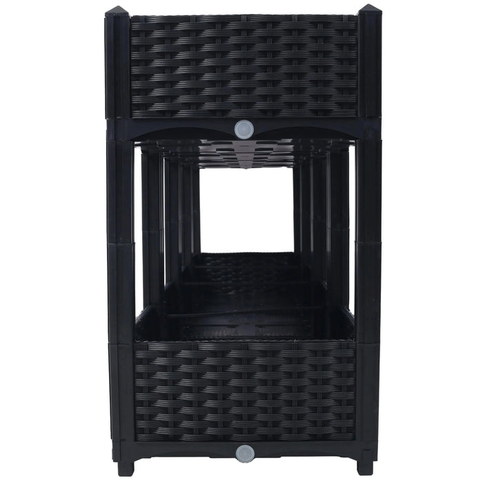 Planter Raised Beds - Elevated Planter Garden Box with Drainage Plug Raised Garden Beds for Vegetable/Flower/Herb Outdoor Standing Planter Beds Gardening Kit,Black,63'x15.7'x27.7' Default -DTYStore