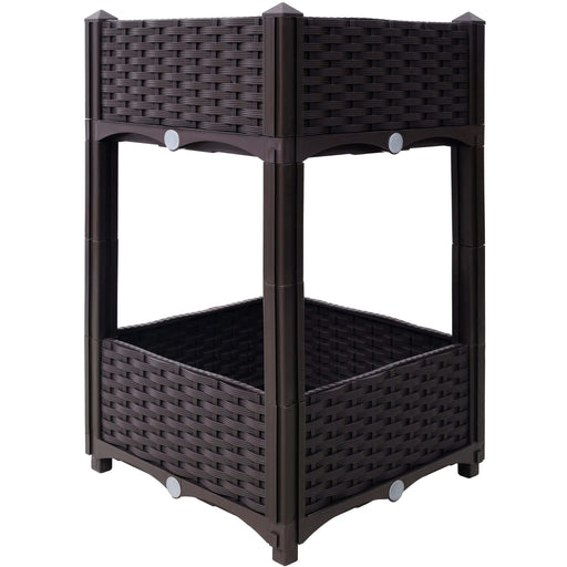 Planter Raised Beds - Elevated Planter Garden Box with Drainage Plug Raised Garden Beds for Vegetable/Flower/Herb Outdoor Standing Planter Beds Gardening Kit,Brown,15.7'x15.7'x27.7' Default -DTYStore