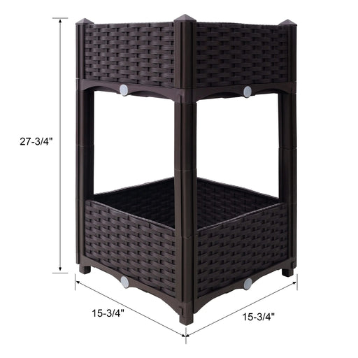 Planter Raised Beds - Elevated Planter Garden Box with Drainage Plug Raised Garden Beds for Vegetable/Flower/Herb Outdoor Standing Planter Beds Gardening Kit,Brown,15.7'x15.7'x27.7' Default -DTYStore