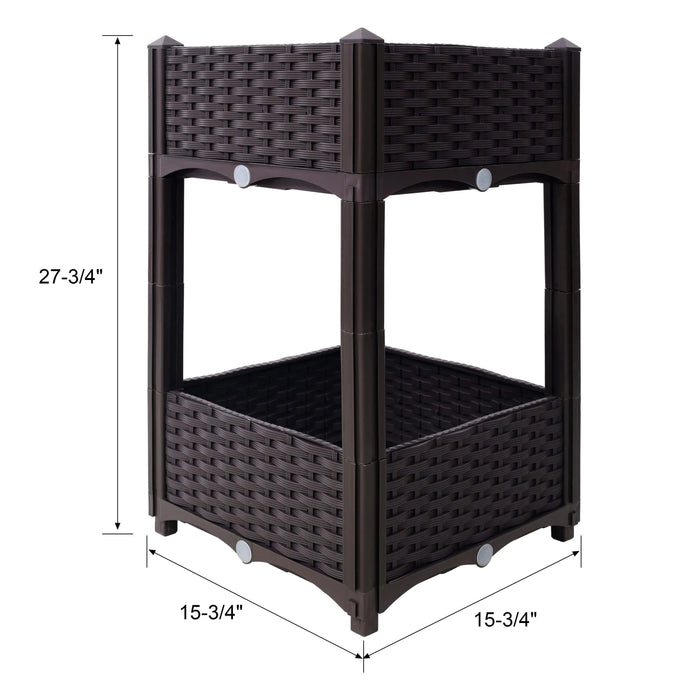 Planter Raised Beds - Elevated Planter Garden Box with Drainage Plug Raised Garden Beds for Vegetable/Flower/Herb Outdoor Standing Planter Beds Gardening Kit,Brown,15.7'x15.7'x27.7' Default -DTYStore