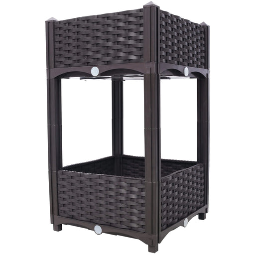 Planter Raised Beds - Elevated Planter Garden Box with Drainage Plug Raised Garden Beds for Vegetable/Flower/Herb Outdoor Standing Planter Beds Gardening Kit,Brown,15.7'x15.7'x27.7' Default -DTYStore