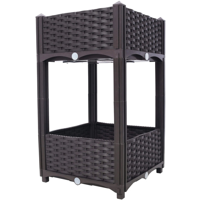 Planter Raised Beds - Elevated Planter Garden Box with Drainage Plug Raised Garden Beds for Vegetable/Flower/Herb Outdoor Standing Planter Beds Gardening Kit,Brown,15.7'x15.7'x27.7' Default -DTYStore