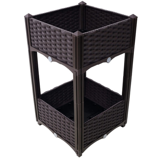 Planter Raised Beds - Elevated Planter Garden Box with Drainage Plug Raised Garden Beds for Vegetable/Flower/Herb Outdoor Standing Planter Beds Gardening Kit,Brown,15.7'x15.7'x27.7' Default -DTYStore