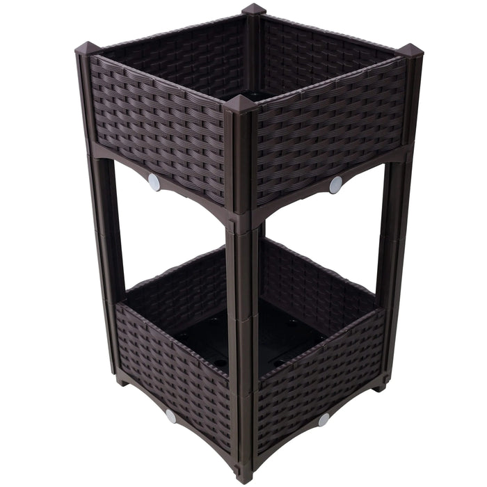 Planter Raised Beds - Elevated Planter Garden Box with Drainage Plug Raised Garden Beds for Vegetable/Flower/Herb Outdoor Standing Planter Beds Gardening Kit,Brown,15.7'x15.7'x27.7' Default -DTYStore