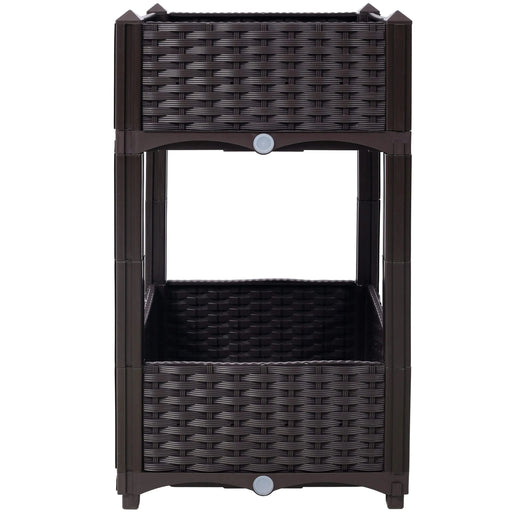 Planter Raised Beds - Elevated Planter Garden Box with Drainage Plug Raised Garden Beds for Vegetable/Flower/Herb Outdoor Standing Planter Beds Gardening Kit,Brown,15.7'x15.7'x27.7' Default -DTYStore