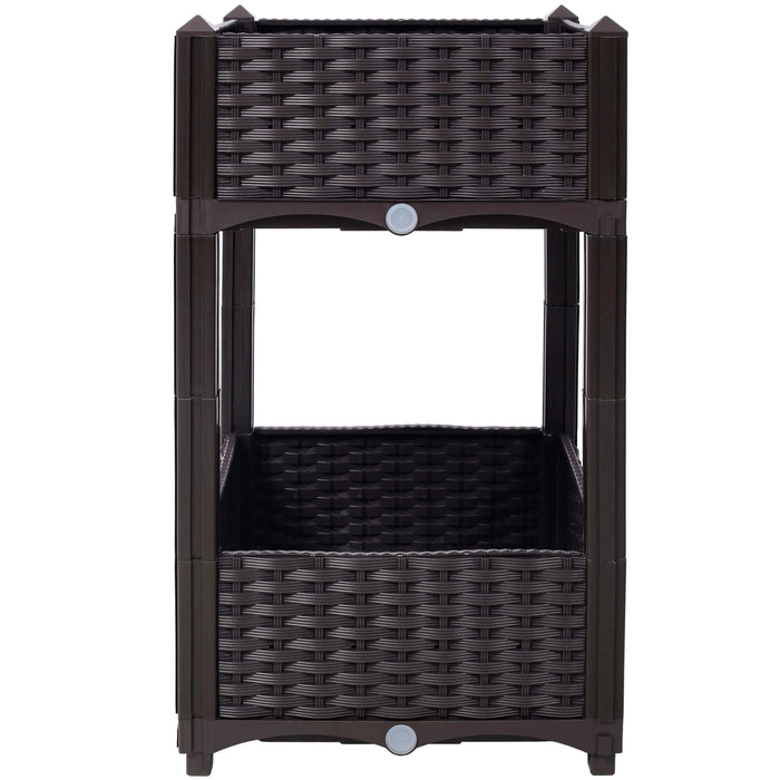 Planter Raised Beds - Elevated Planter Garden Box with Drainage Plug Raised Garden Beds for Vegetable/Flower/Herb Outdoor Standing Planter Beds Gardening Kit,Brown,15.7'x15.7'x27.7' Default -DTYStore