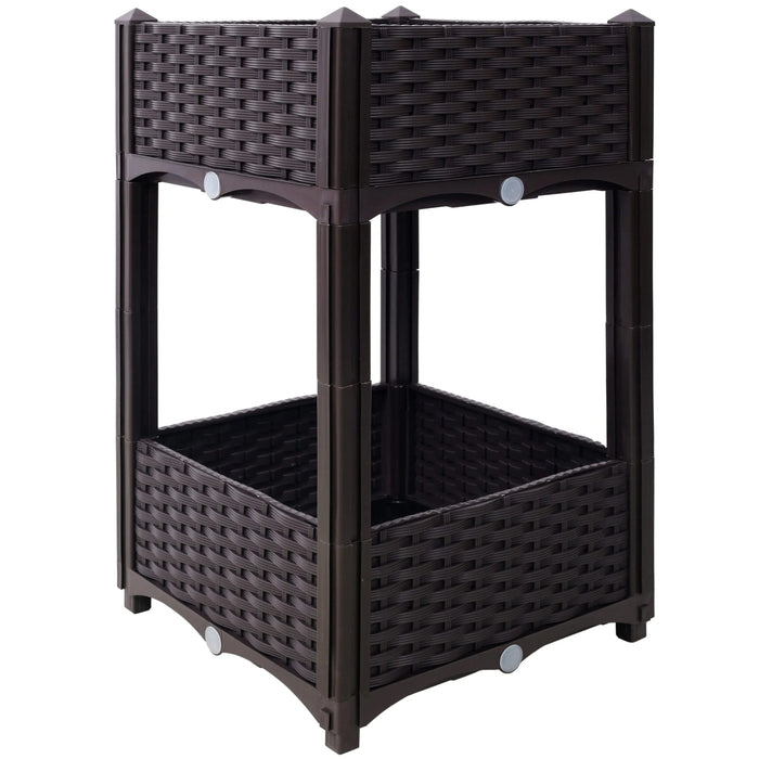 Planter Raised Beds - Elevated Planter Garden Box with Drainage Plug Raised Garden Beds for Vegetable/Flower/Herb Outdoor Standing Planter Beds Gardening Kit,Brown,15.7'x15.7'x27.7' Default -DTYStore