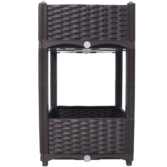 Planter Raised Beds - Elevated Planter Garden Box with Drainage Plug Raised Garden Beds for Vegetable/Flower/Herb Outdoor Standing Planter Beds Gardening Kit,Brown,15.7'x15.7'x27.7' Default -DTYStore