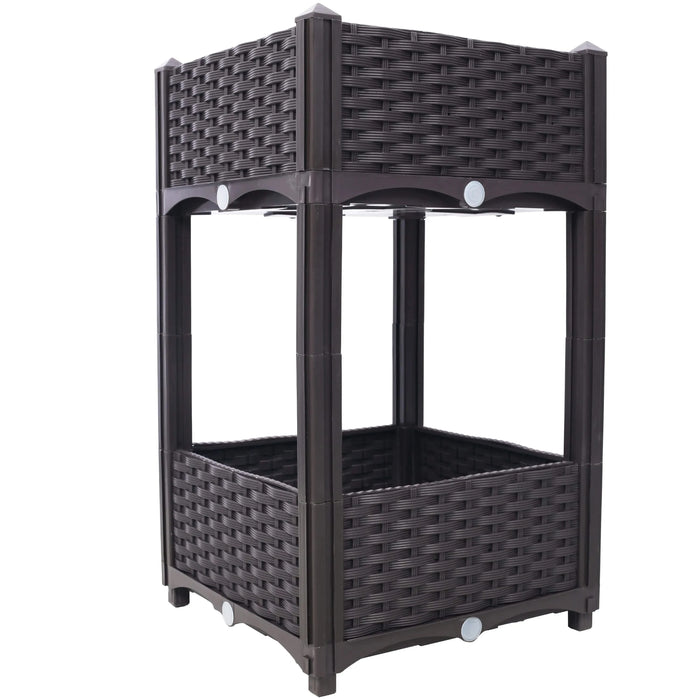 Planter Raised Beds - Elevated Planter Garden Box with Drainage Plug Raised Garden Beds for Vegetable/Flower/Herb Outdoor Standing Planter Beds Gardening Kit,Brown,15.7'x15.7'x27.7' Default -DTYStore