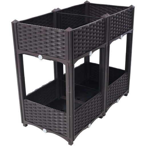 Planter Raised Beds - Elevated Planter Garden Box with Drainage Plug Raised Garden Beds for Vegetable/Flower/Herb Outdoor Standing Planter Beds Gardening Kit,Brown,31.5'x15.7'x27.7' Default -DTYStore