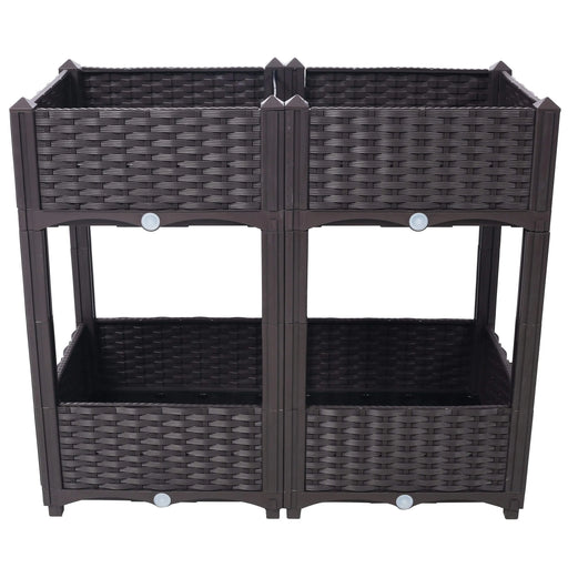 Planter Raised Beds - Elevated Planter Garden Box with Drainage Plug Raised Garden Beds for Vegetable/Flower/Herb Outdoor Standing Planter Beds Gardening Kit,Brown,31.5'x15.7'x27.7' Default -DTYStore