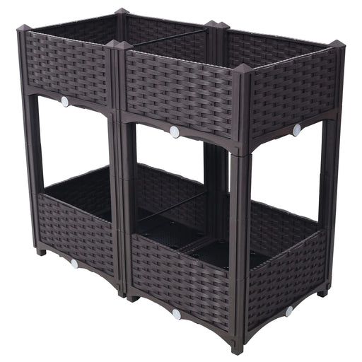 Planter Raised Beds - Elevated Planter Garden Box with Drainage Plug Raised Garden Beds for Vegetable/Flower/Herb Outdoor Standing Planter Beds Gardening Kit,Brown,31.5'x15.7'x27.7' Default -DTYStore