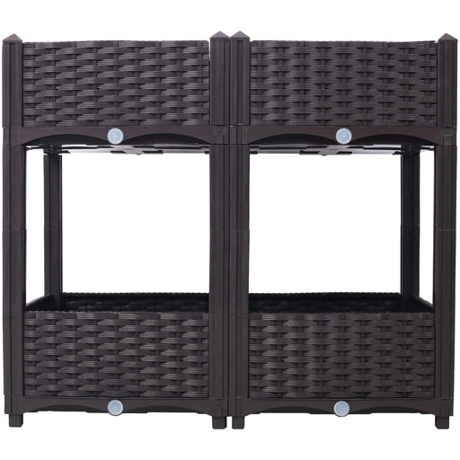 Planter Raised Beds - Elevated Planter Garden Box with Drainage Plug Raised Garden Beds for Vegetable/Flower/Herb Outdoor Standing Planter Beds Gardening Kit,Brown,31.5'x15.7'x27.7' Default -DTYStore