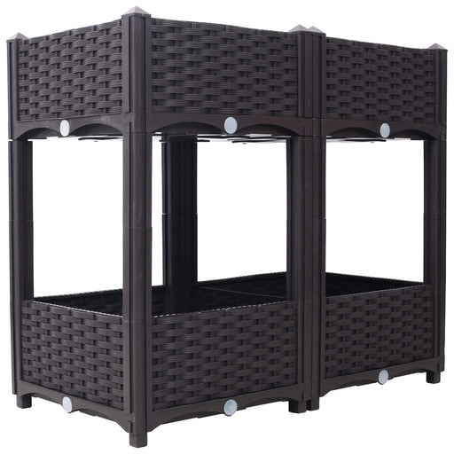 Planter Raised Beds - Elevated Planter Garden Box with Drainage Plug Raised Garden Beds for Vegetable/Flower/Herb Outdoor Standing Planter Beds Gardening Kit,Brown,31.5'x15.7'x27.7' Default -DTYStore