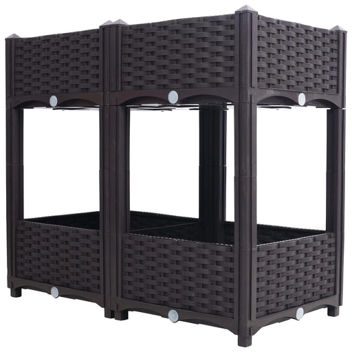 Planter Raised Beds - Elevated Planter Garden Box with Drainage Plug Raised Garden Beds for Vegetable/Flower/Herb Outdoor Standing Planter Beds Gardening Kit,Brown,31.5'x15.7'x27.7' Default -DTYStore