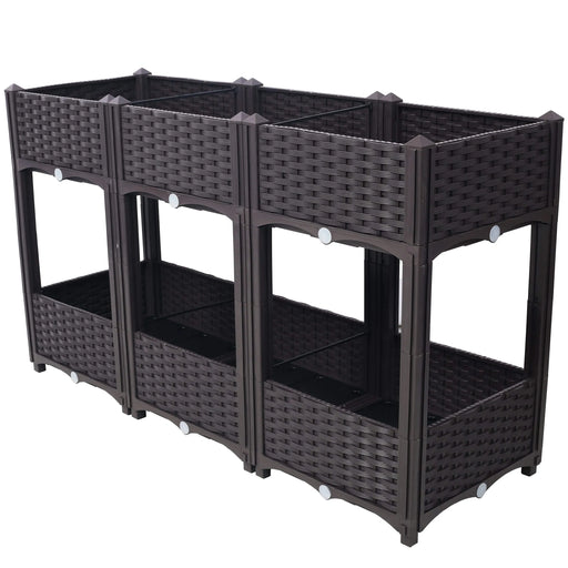 Planter Raised Beds - Elevated Planter Garden Box with Drainage Plug Raised Garden Beds for Vegetable/Flower/Herb Outdoor Standing Planter Beds Gardening Kit,Brown,47.2'x15.7'x27.7' Default -DTYStore