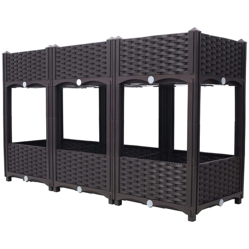 Planter Raised Beds - Elevated Planter Garden Box with Drainage Plug Raised Garden Beds for Vegetable/Flower/Herb Outdoor Standing Planter Beds Gardening Kit,Brown,47.2'x15.7'x27.7' Default -DTYStore