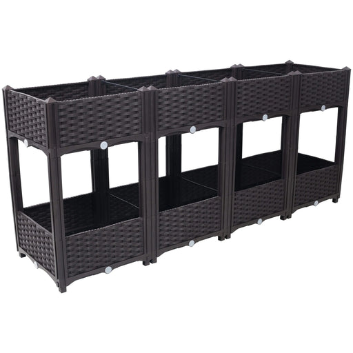 Planter Raised Beds - Elevated Planter Garden Box with Drainage Plug Raised Garden Beds for Vegetable/Flower/Herb Outdoor Standing Planter Beds Gardening Kit,Brown,63'x15.7'x27.7' Default -DTYStore