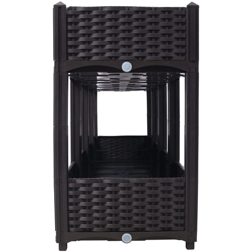 Planter Raised Beds - Elevated Planter Garden Box with Drainage Plug Raised Garden Beds for Vegetable/Flower/Herb Outdoor Standing Planter Beds Gardening Kit,Brown,63'x15.7'x27.7' Default -DTYStore