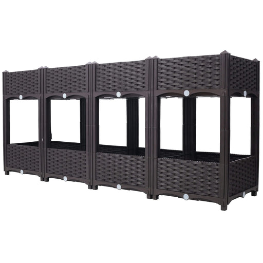 Planter Raised Beds - Elevated Planter Garden Box with Drainage Plug Raised Garden Beds for Vegetable/Flower/Herb Outdoor Standing Planter Beds Gardening Kit,Brown,63'x15.7'x27.7' Default -DTYStore