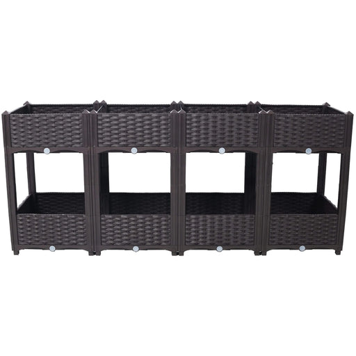 Planter Raised Beds - Elevated Planter Garden Box with Drainage Plug Raised Garden Beds for Vegetable/Flower/Herb Outdoor Standing Planter Beds Gardening Kit,Brown,63'x15.7'x27.7' Default -DTYStore