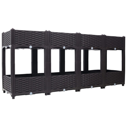 Planter Raised Beds - Elevated Planter Garden Box with Drainage Plug Raised Garden Beds for Vegetable/Flower/Herb Outdoor Standing Planter Beds Gardening Kit,Brown,63'x15.7'x27.7' Default -DTYStore