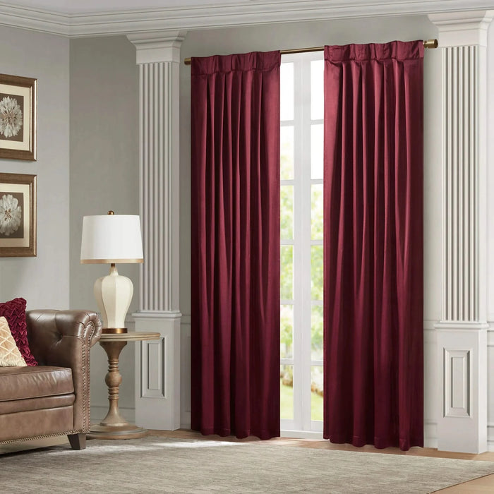 Pleat Curtain Panel with Tieback (Single) Burgundy 52x84' Default -DTYStore