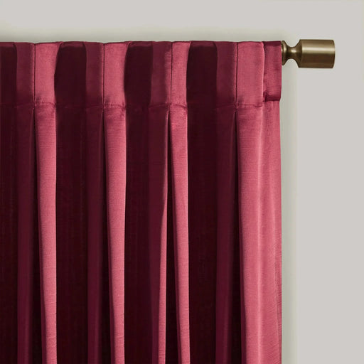 Pleat Curtain Panel with Tieback (Single) Burgundy 52x84' Default -DTYStore