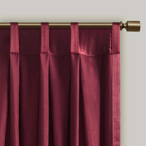 Pleat Curtain Panel with Tieback (Single) Burgundy 52x96' Default -DTYStore