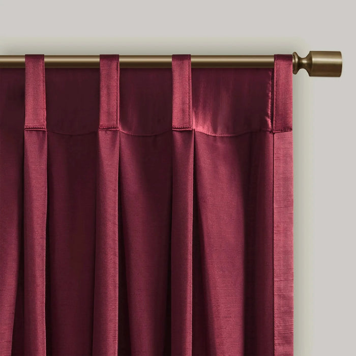 Pleat Curtain Panel with Tieback (Single) Burgundy 52x96' Default -DTYStore