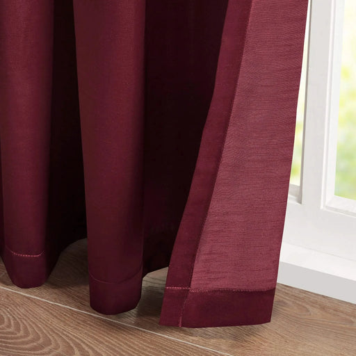Pleat Curtain Panel with Tieback (Single) Burgundy 52x96' Default -DTYStore
