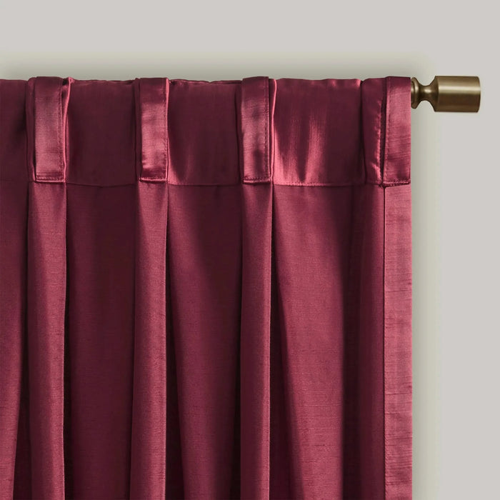 Pleat Curtain Panel with Tieback (Single) Burgundy 52x96' Default -DTYStore
