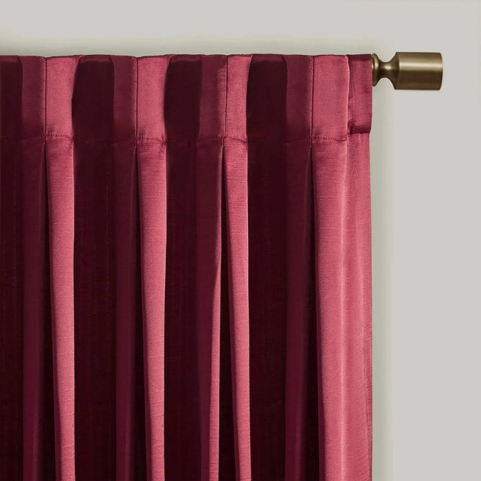 Pleat Curtain Panel with Tieback (Single) Burgundy 52x96' Default -DTYStore