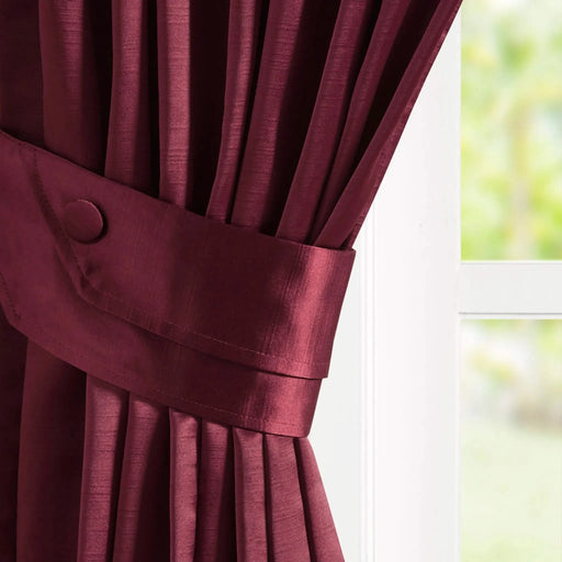 Pleat Curtain Panel with Tieback (Single) Burgundy 52x96' Default -DTYStore