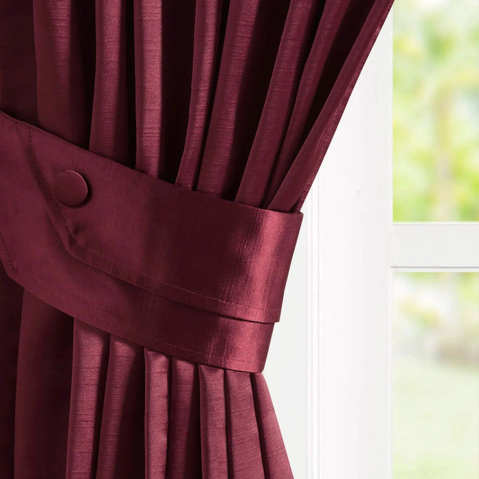 Pleat Curtain Panel with Tieback (Single) Burgundy 52x96' Default -DTYStore