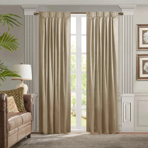 Pleat Curtain Panel with Tieback (Single) Champagne 52x84' Default -DTYStore