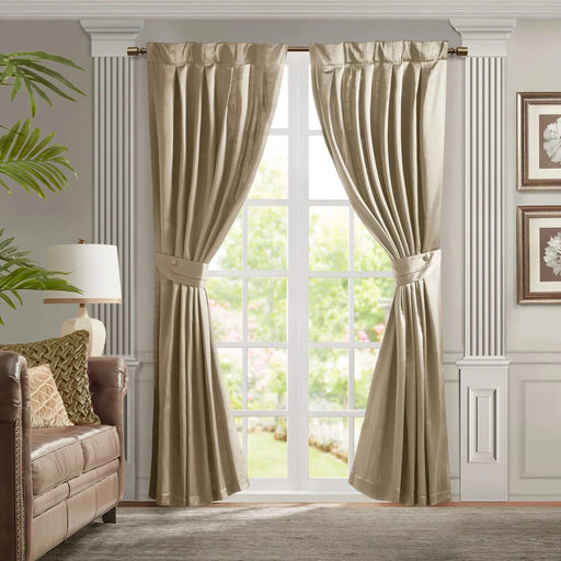 Pleat Curtain Panel with Tieback (Single) Champagne 52x84' Default -DTYStore