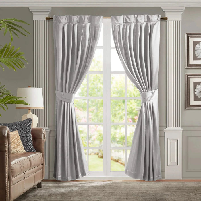 Pleat Curtain Panel with Tieback (Single) Silver 52x96' Default -DTYStore