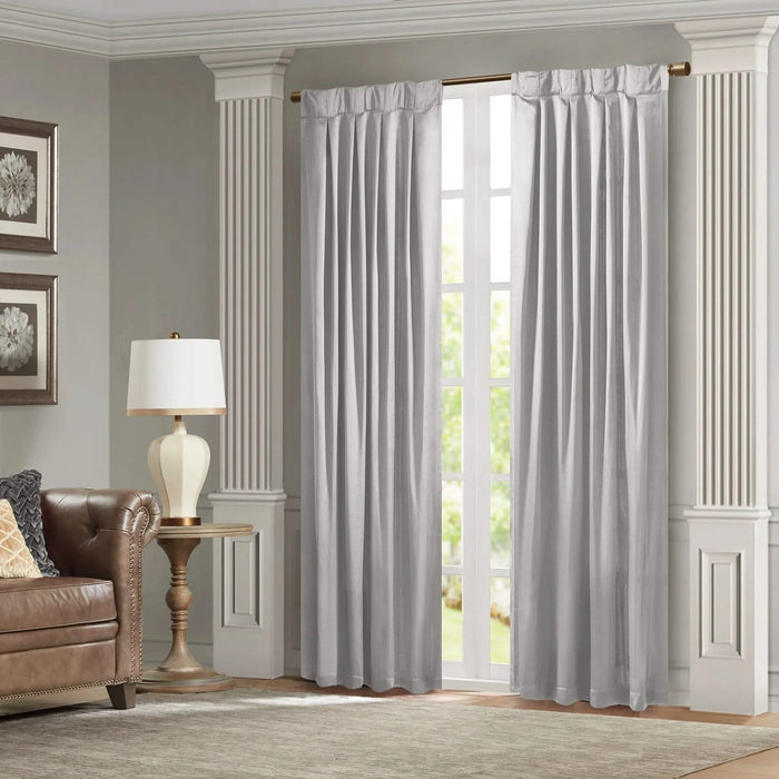 Pleat Curtain Panel with Tieback (Single) Silver 52x96' Default -DTYStore