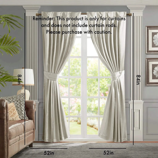 Pleat Curtain Panel with Tieback (Single) White 52x84' Default -DTYStore