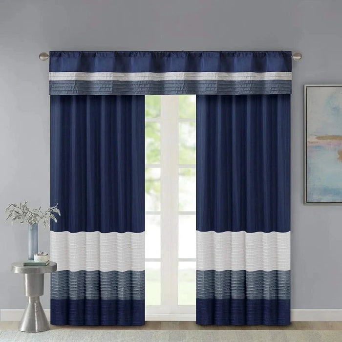 Polyoni Pintuck Curtain Panel(Only 1 Pc Panel) Default -DTYStore