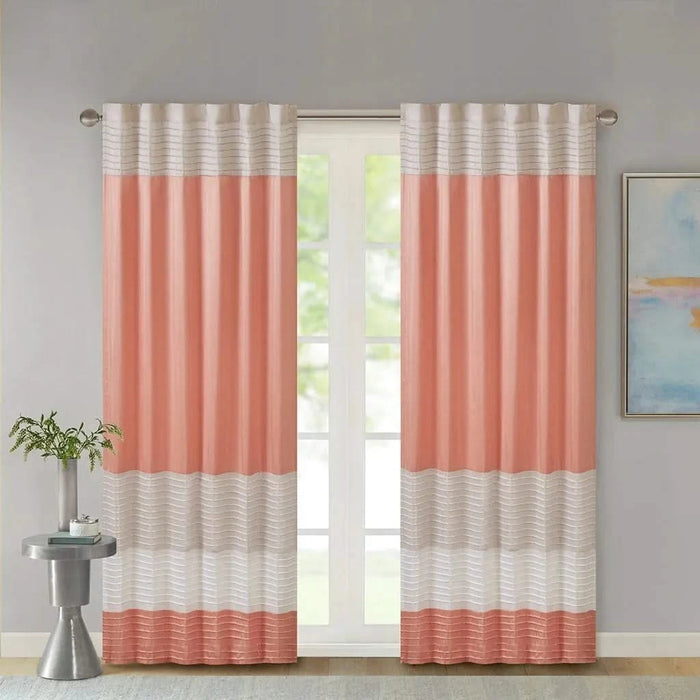 Polyoni Pintuck Curtain Panel(Only 1 Pc Panel) Default -DTYStore