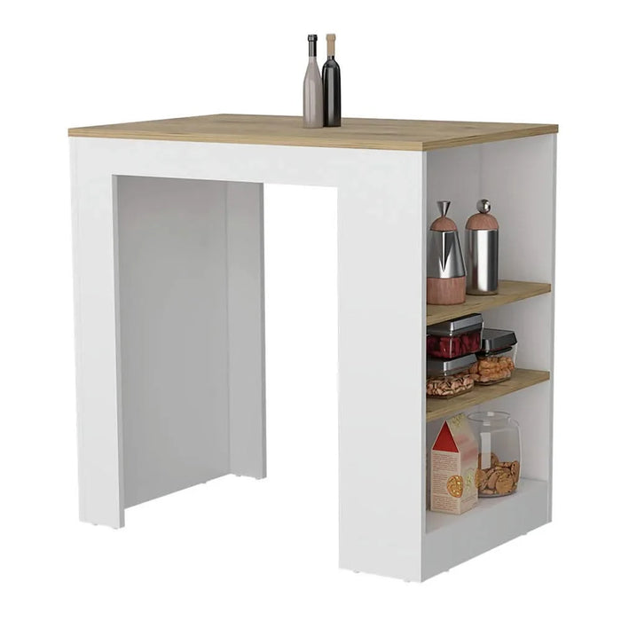 Portree Kitchen Island with 3-Side Shelves Default -DTYStore
