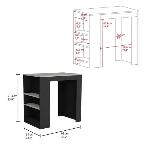 Portree Kitchen Island with 3-Side Shelves Default -DTYStore