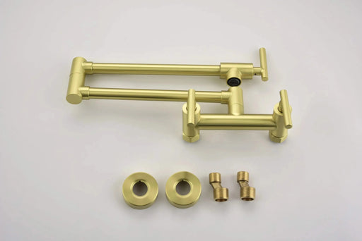 Pot Filler Faucets Both Hot Cold Water Wall Faucet Brass Faucets Kitchen Folding Kitchen Faucets Commercial Sink Faucet 3 Handles 2 Holes Joint Swing Arm Faucets Default -DTYStore