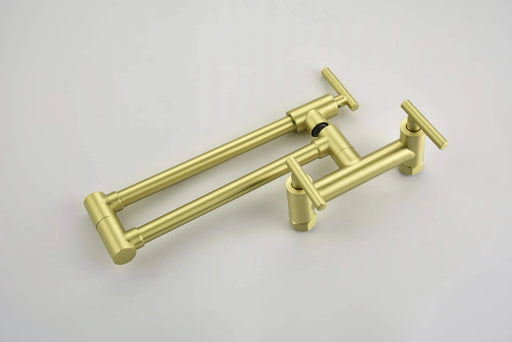 Pot Filler Faucets Both Hot Cold Water Wall Faucet Brass Faucets Kitchen Folding Kitchen Faucets Commercial Sink Faucet 3 Handles 2 Holes Joint Swing Arm Faucets Default -DTYStore