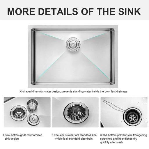 Premium 30 Inch Undermount Stainless Steel Kitchen Sink 16 Gauge Brushed Nickel Single Bowl Basin Default -DTYStore