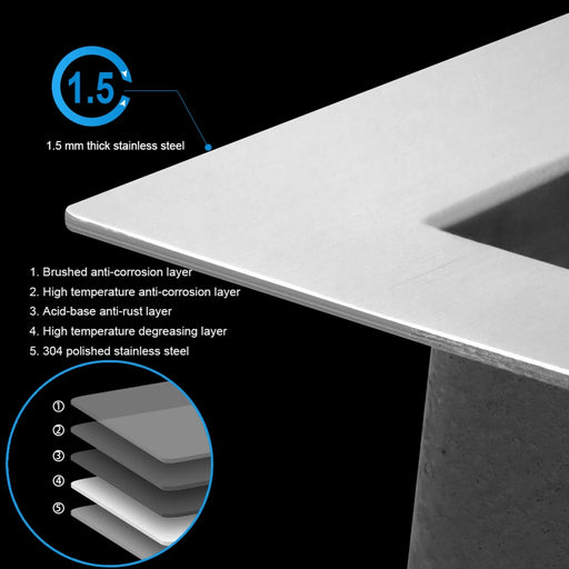 Premium Undermount Laundry Utility Sink 23 Inch - Deep Single Bowl 16 Gauge Stainless Steel in Brushed Nickel Default -DTYStore